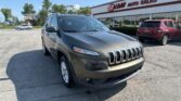 Gray Jeep SUV in the foreground with EZ LOAN AUTO SALES building and red SUV in the background on a sunny day.